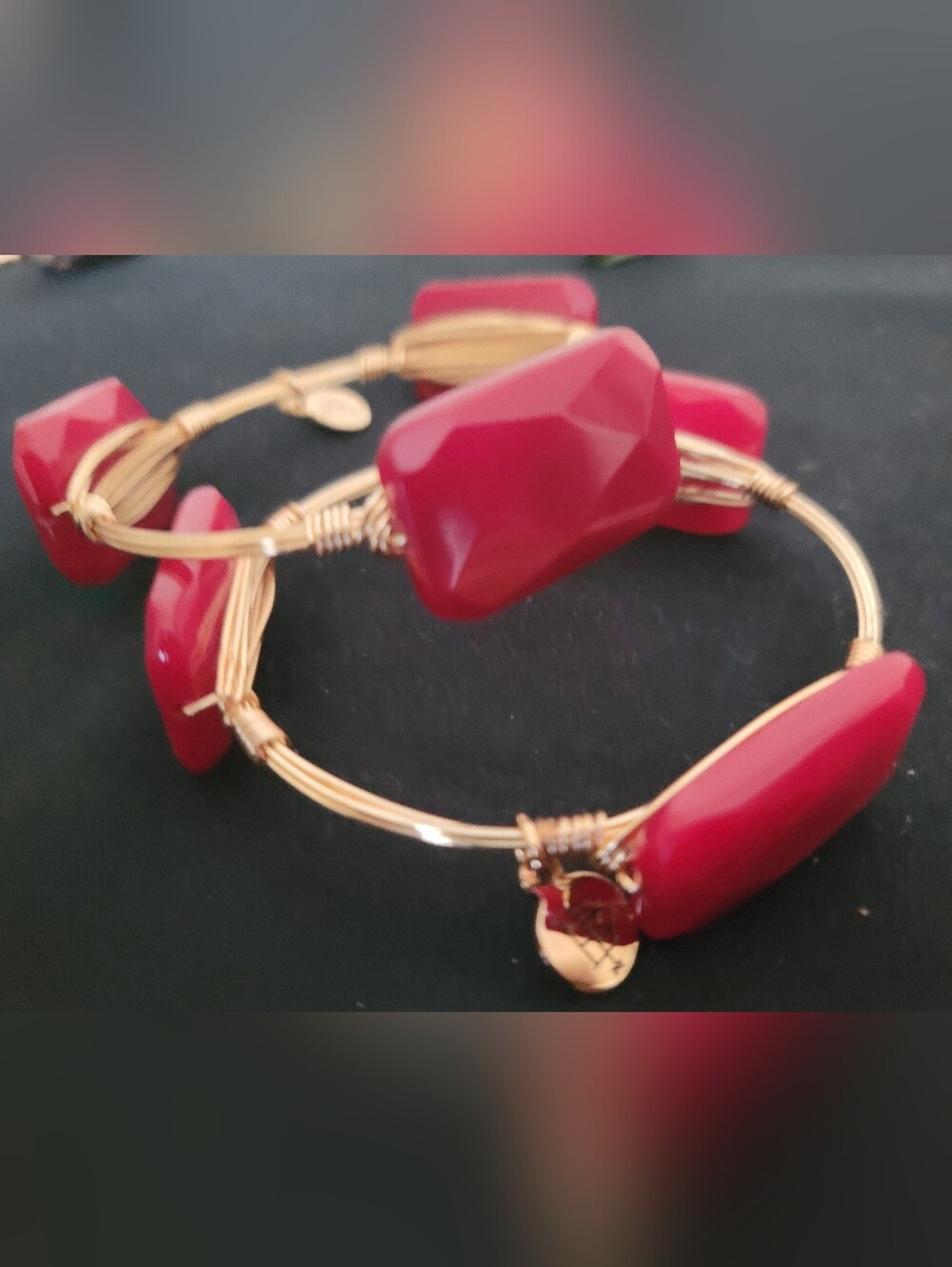 Bourbon and Boweties Dark Red Faceted Bracelet NWOT